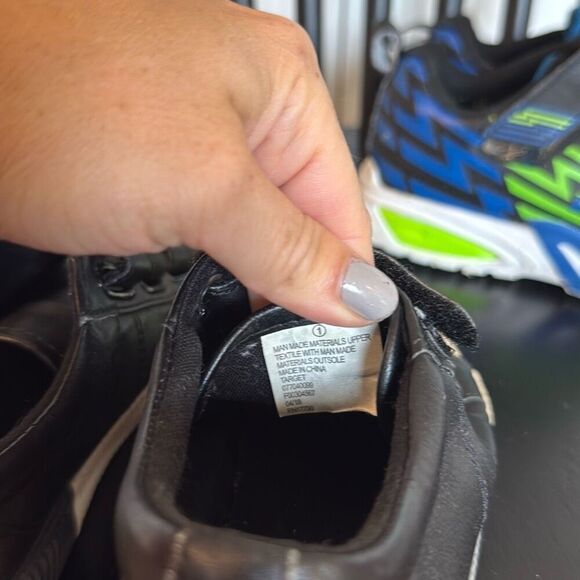 Boys shoe bundle size 1 sketchers light up sneaker Cat & Jack black dress shoe - Picture 5 of 11